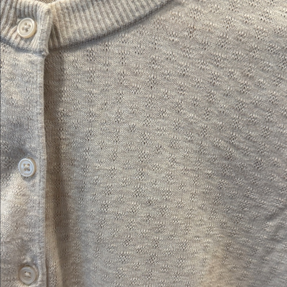 Banana Republic Women's Light Cream Crewneck Pointelle Cardigan - Picture 2 of 5